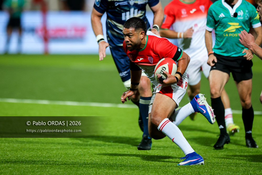 Duncan Paia'aua, lors du match de Pro D2 entre le Biarritz olympique et Colomiers, le 10 septembre 2026 au stade Aguiléra de Biarritz, France (Photo Pablo ORDAS)