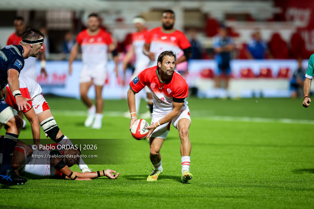 Yann Lesgourgues, lors du match de Pro D2 entre le Biarritz olympique et Colomiers, le 10 septembre 2026 au stade Aguiléra de Biarritz, France (Photo Pablo ORDAS)