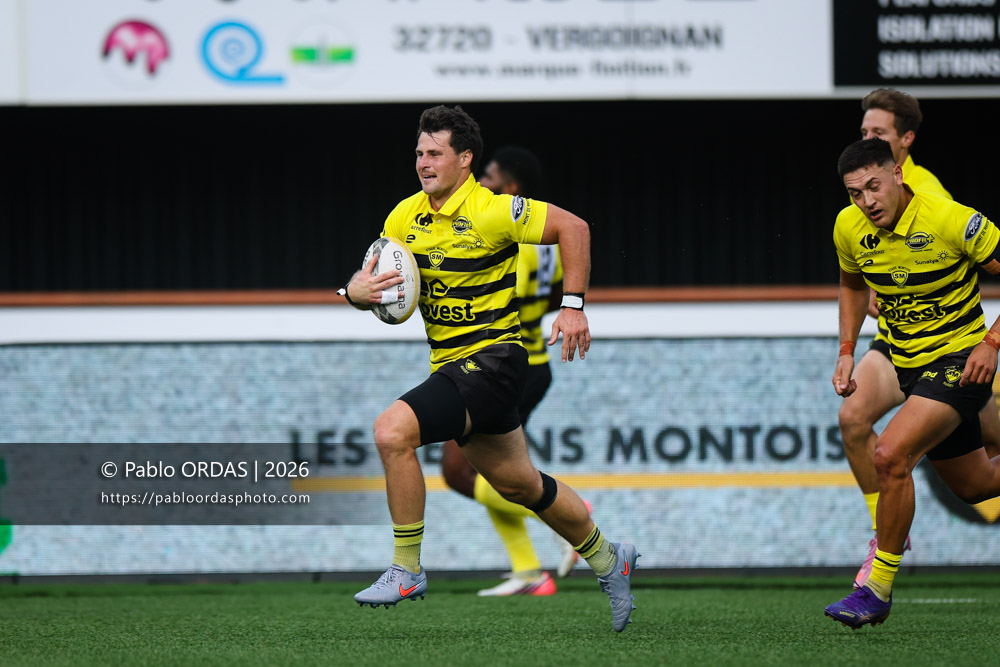 Jules Even, lors du match de Nationale entre le Stade montois et le CS Vienne, le 21 août 2026 au stade Guy et André Boniface de Mont-de-Marsan, France (Photo Pablo ORDAS)