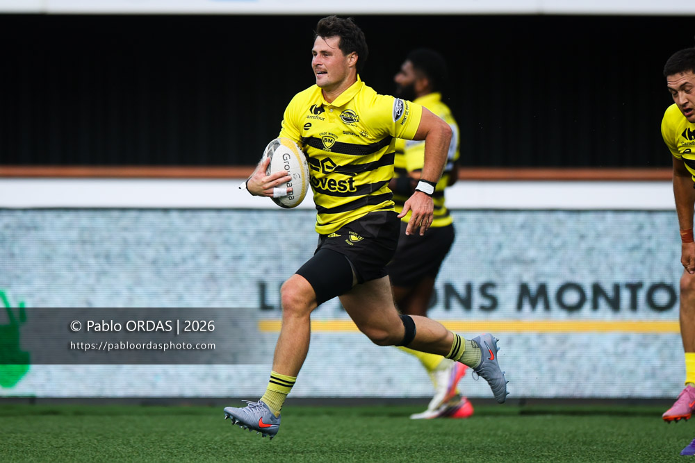 Jules Even, lors du match de Nationale entre le Stade montois et le CS Vienne, le 21 août 2026 au stade Guy et André Boniface de Mont-de-Marsan, France (Photo Pablo ORDAS)