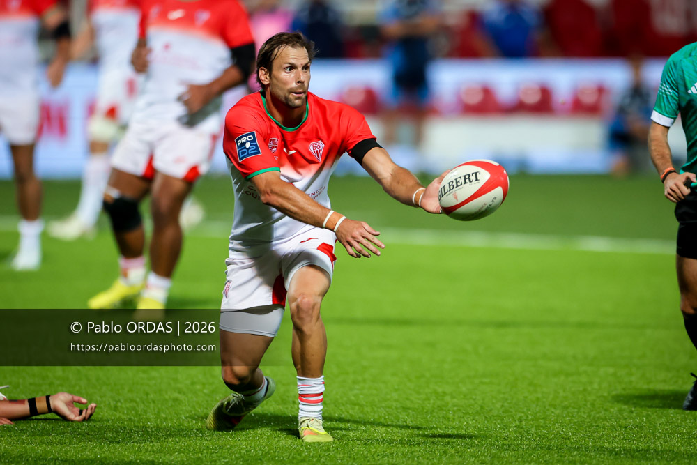 Yann Lesgourgues, lors du match de Pro D2 entre le Biarritz olympique et Colomiers, le 10 septembre 2026 au stade Aguiléra de Biarritz, France (Photo Pablo ORDAS)