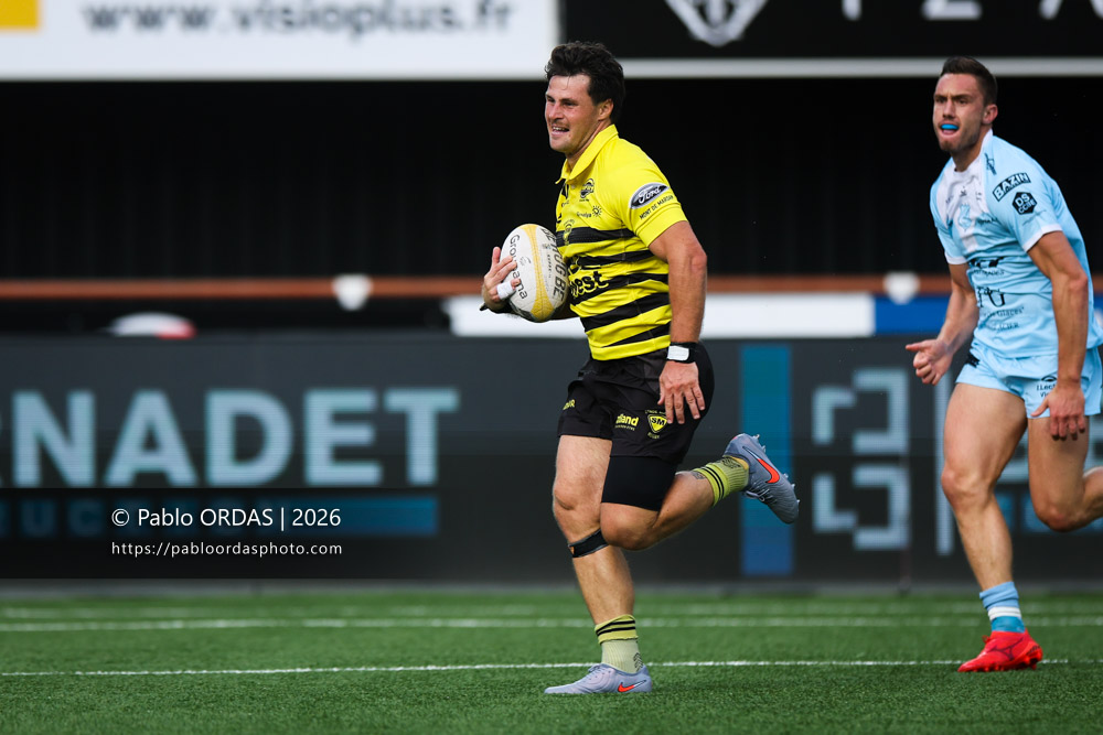 Jules Even, lors du match de Nationale entre le Stade montois et le CS Vienne, le 21 août 2026 au stade Guy et André Boniface de Mont-de-Marsan, France (Photo Pablo ORDAS)