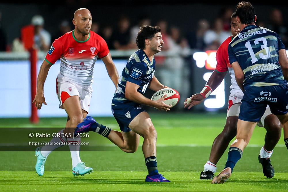 Simao Bento, lors du match de Pro D2 entre le Biarritz olympique et Colomiers, le 10 septembre 2026 au stade Aguiléra de Biarritz, France (Photo Pablo ORDAS)