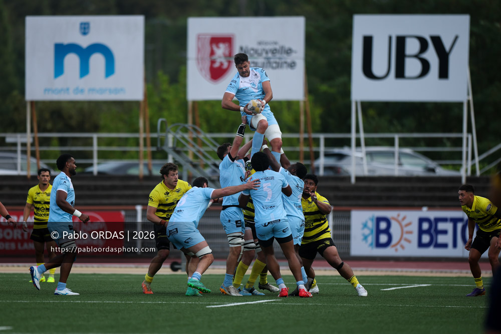 Ciaran O'Flynn, lors du match de Nationale entre le Stade montois et le CS Vienne, le 21 août 2026 au stade Guy et André Boniface de Mont-de-Marsan, France (Photo Pablo ORDAS)