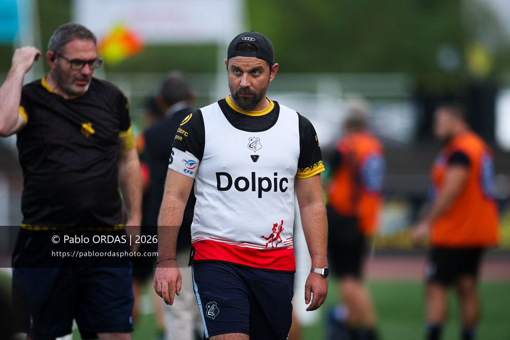 Julien Bouvier, lors du match de Nationale entre le Stade montois et le CS Vienne, le 21 août 2026 au stade Guy et André Boniface de Mont-de-Marsan, France (Photo Pablo ORDAS)