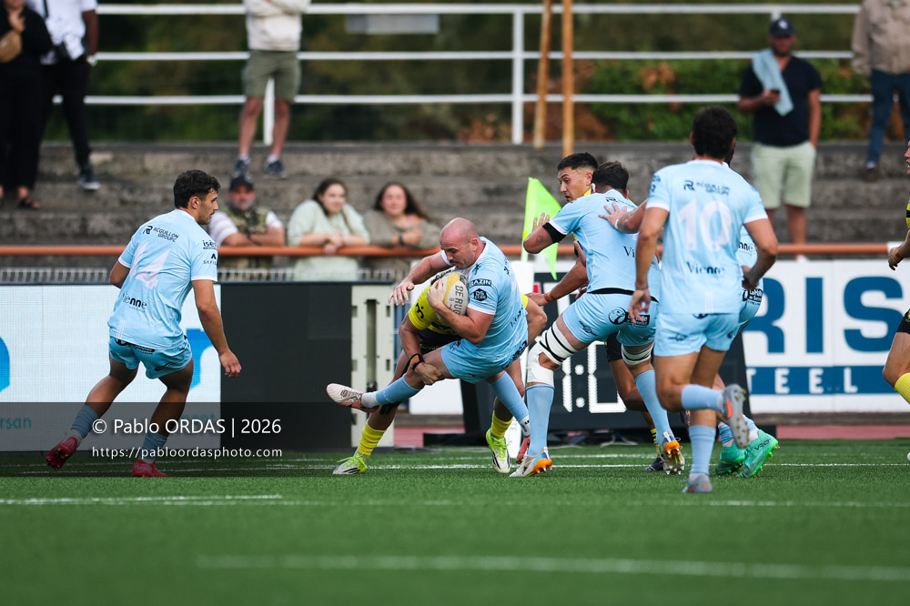 Thomas Lacroix, lors du match de Nationale entre le Stade montois et le CS Vienne, le 21 août 2026 au stade Guy et André Boniface de Mont-de-Marsan, France (Photo Pablo ORDAS)