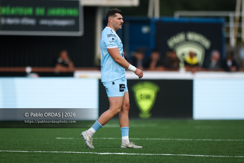 Matthias Giovale, lors du match de Nationale entre le Stade montois et le CS Vienne, le 21 août 2026 au stade Guy et André Boniface de Mont-de-Marsan, France (Photo Pablo ORDAS)