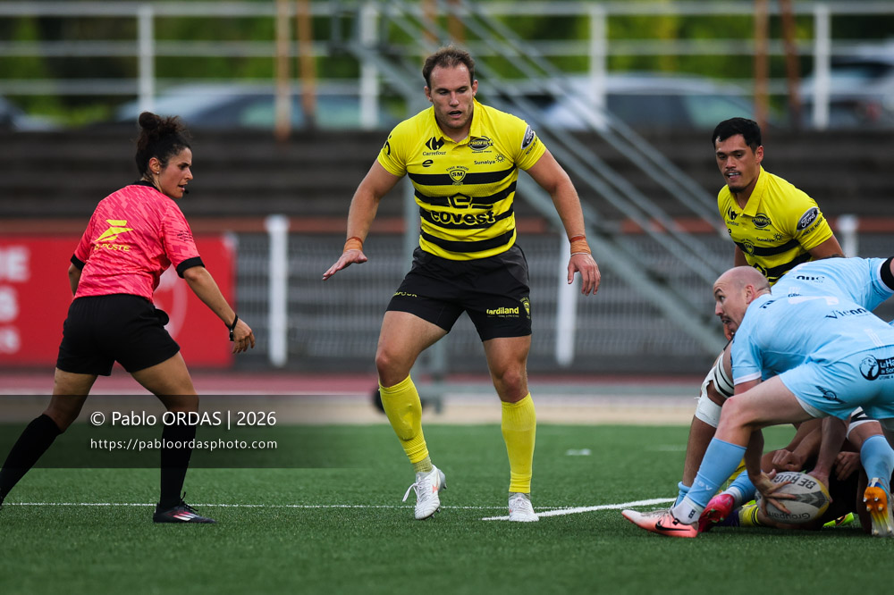 Asier Usarraga, lors du match de Nationale entre le Stade montois et le CS Vienne, le 21 août 2026 au stade Guy et André Boniface de Mont-de-Marsan, France (Photo Pablo ORDAS)