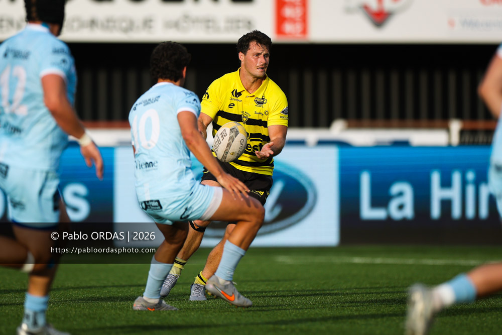 Jules Even, lors du match de Nationale entre le Stade montois et le CS Vienne, le 21 août 2026 au stade Guy et André Boniface de Mont-de-Marsan, France (Photo Pablo ORDAS)