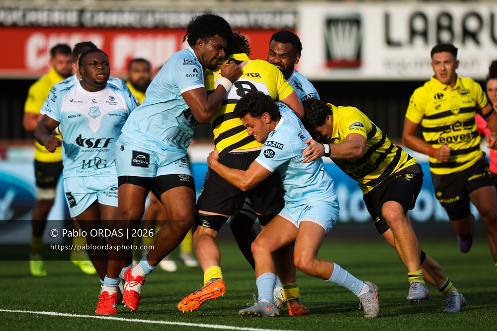 Clément Doucet, lors du match de Nationale entre le Stade montois et le CS Vienne, le 21 août 2026 au stade Guy et André Boniface de Mont-de-Marsan, France (Photo Pablo ORDAS)