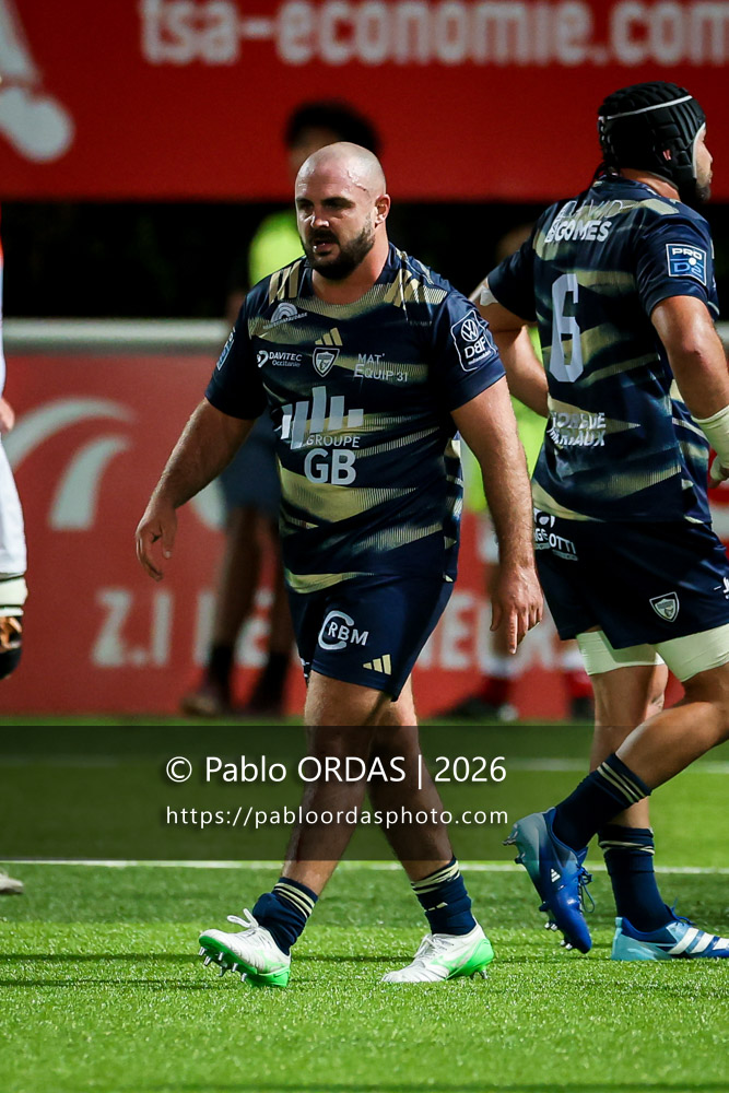 Guillaume Tartas, lors du match de Pro D2 entre le Biarritz olympique et Colomiers, le 10 septembre 2026 au stade Aguiléra de Biarritz, France (Photo Pablo ORDAS)
