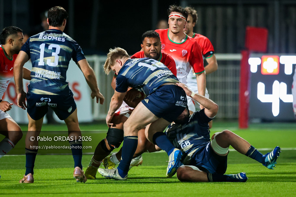 Sione Vailanu, lors du match de Pro D2 entre le Biarritz olympique et Colomiers, le 10 septembre 2026 au stade Aguiléra de Biarritz, France (Photo Pablo ORDAS)