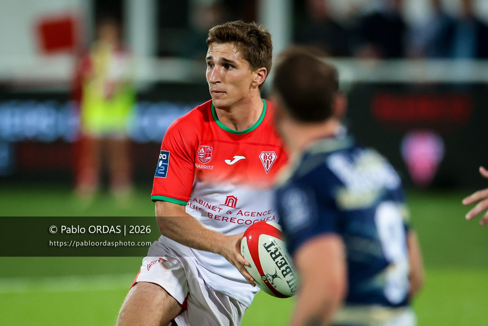 Thomas Dolhagaray, lors du match de Pro D2 entre le Biarritz olympique et Colomiers, le 10 septembre 2026 au stade Aguiléra de Biarritz, France (Photo Pablo ORDAS)