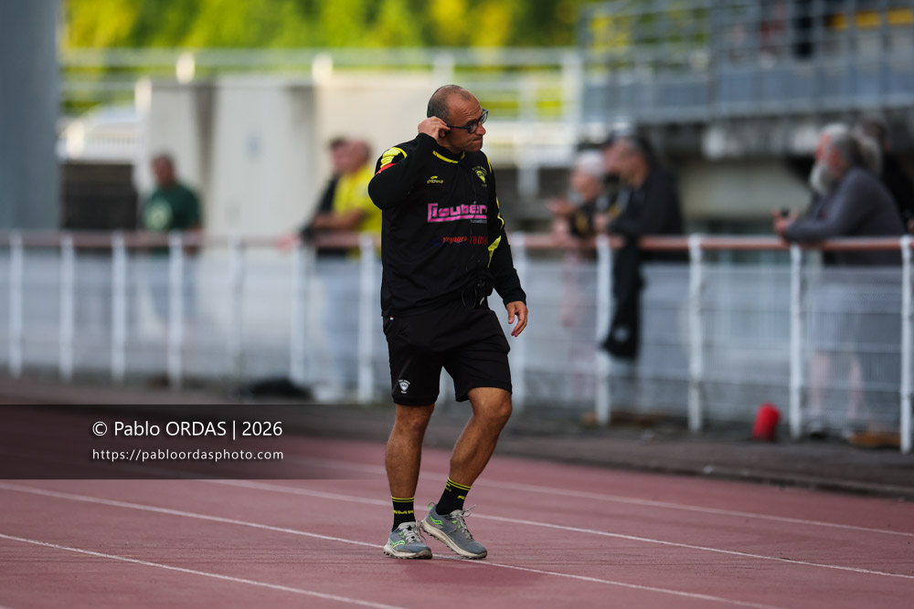 Roger Ripol, lors du match de Nationale entre le Stade montois et le CS Vienne, le 21 août 2026 au stade Guy et André Boniface de Mont-de-Marsan, France (Photo Pablo ORDAS)