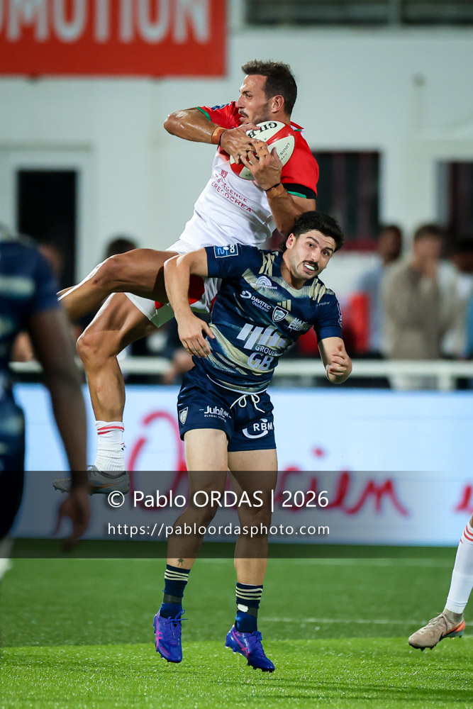 Kylian Jaminet, lors du match de Pro D2 entre le Biarritz olympique et Colomiers, le 10 septembre 2026 au stade Aguiléra de Biarritz, France (Photo Pablo ORDAS)