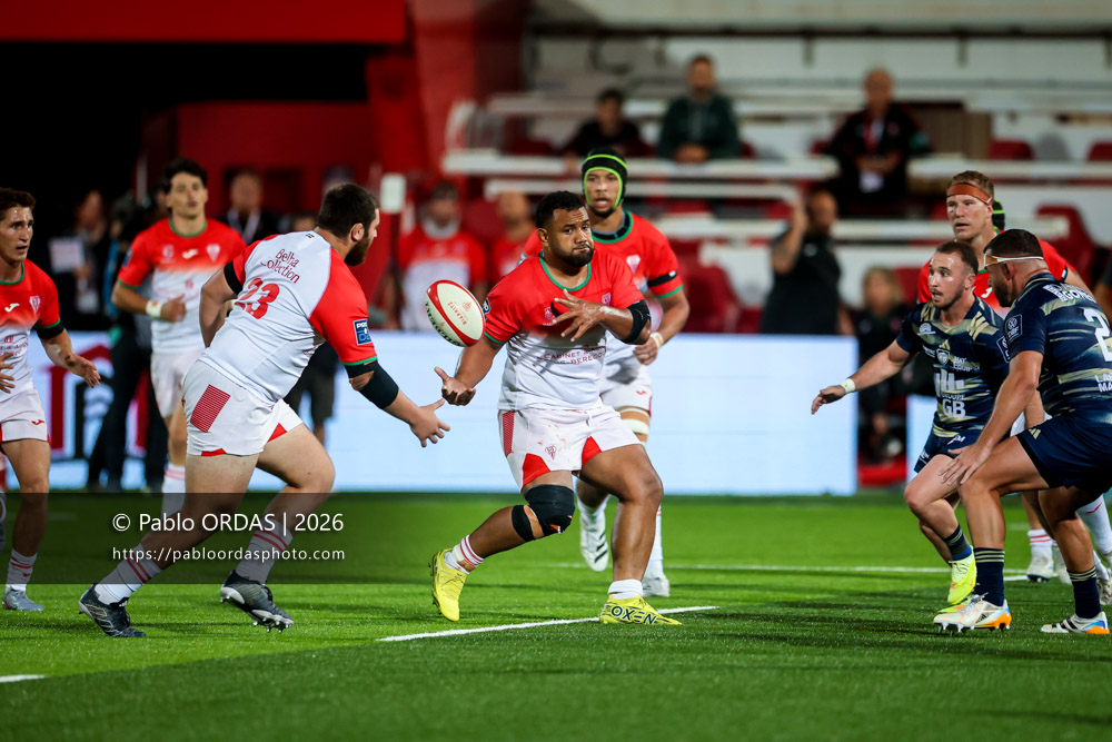 Sione Vailanu, lors du match de Pro D2 entre le Biarritz olympique et Colomiers, le 10 septembre 2026 au stade Aguiléra de Biarritz, France (Photo Pablo ORDAS)