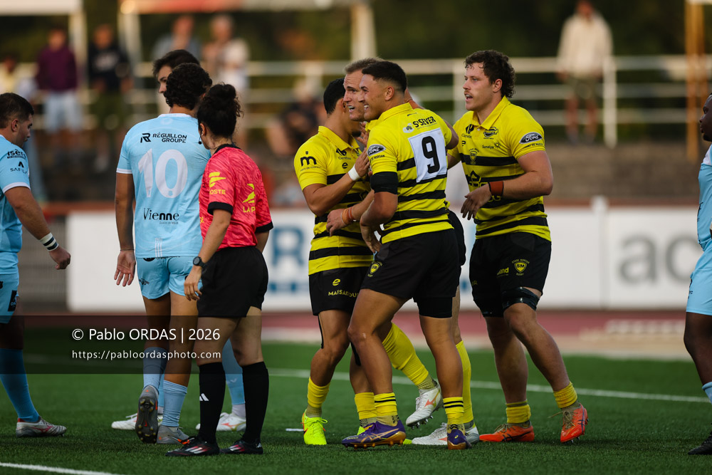 Asier Usarraga, lors du match de Nationale entre le Stade montois et le CS Vienne, le 21 août 2026 au stade Guy et André Boniface de Mont-de-Marsan, France (Photo Pablo ORDAS)