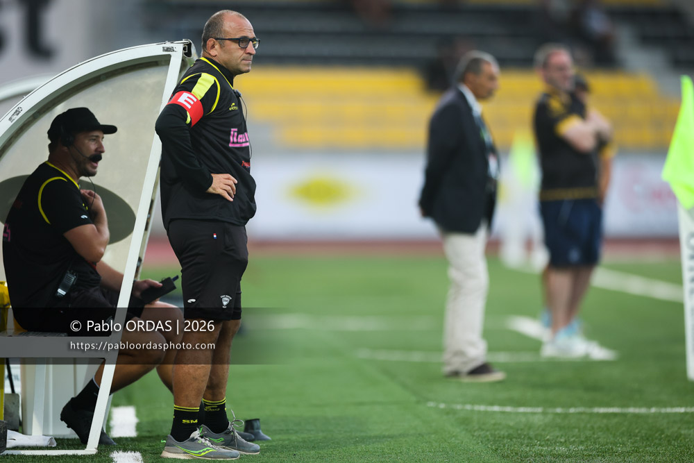 Roger Ripol, lors du match de Nationale entre le Stade montois et le CS Vienne, le 21 août 2026 au stade Guy et André Boniface de Mont-de-Marsan, France (Photo Pablo ORDAS)