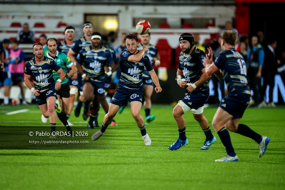 Thibault Debaës, lors du match de Pro D2 entre le Biarritz olympique et Colomiers, le 10 septembre 2026 au stade Aguiléra de Biarritz, France (Photo Pablo ORDAS)