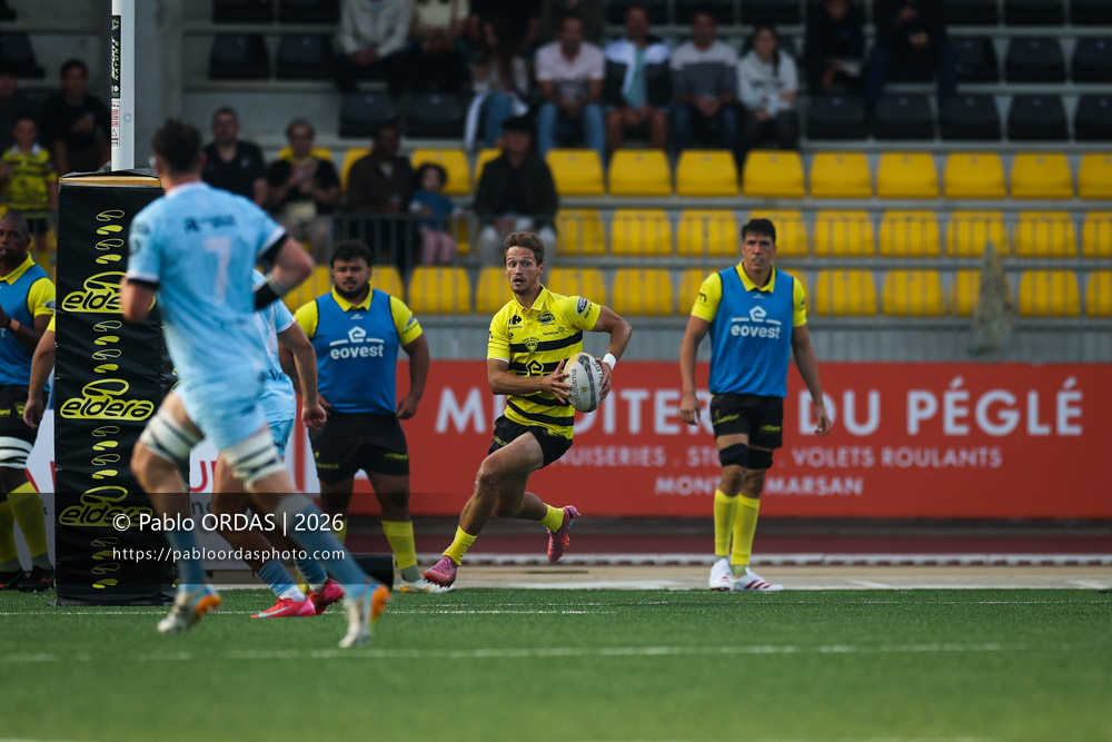 Alexandre de Nardi, lors du match de Nationale entre le Stade montois et le CS Vienne, le 21 août 2026 au stade Guy et André Boniface de Mont-de-Marsan, France (Photo Pablo ORDAS)