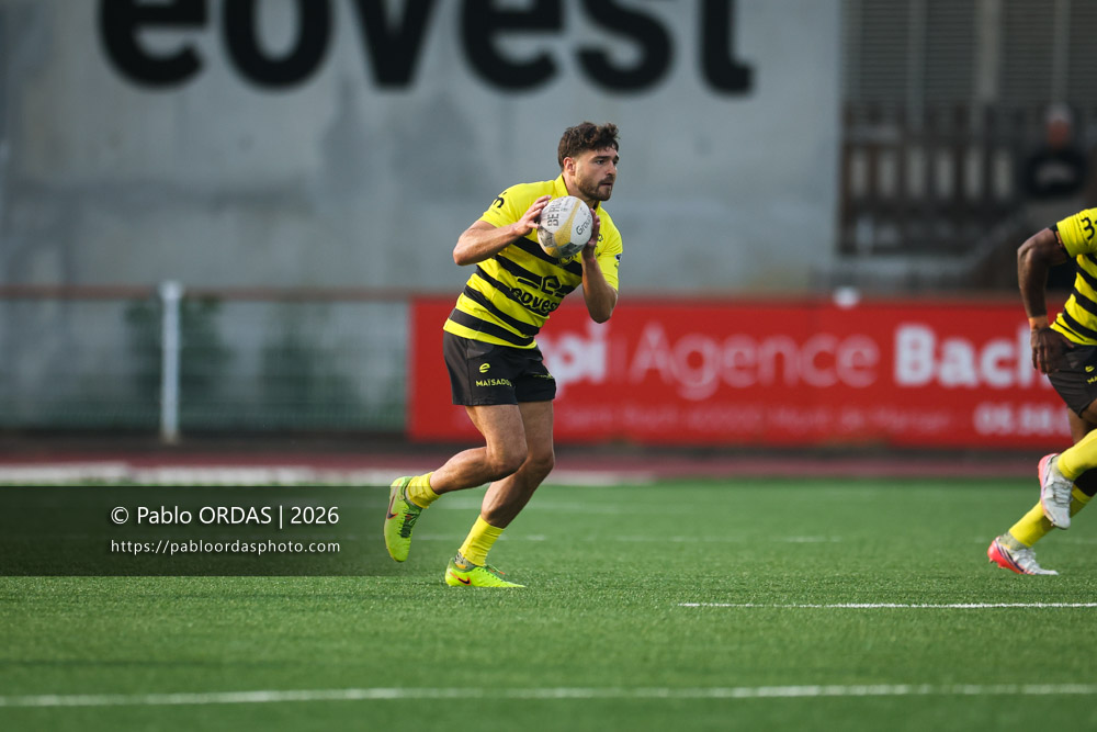 Théo Dachary, lors du match de Nationale entre le Stade montois et le CS Vienne, le 21 août 2026 au stade Guy et André Boniface de Mont-de-Marsan, France (Photo Pablo ORDAS)