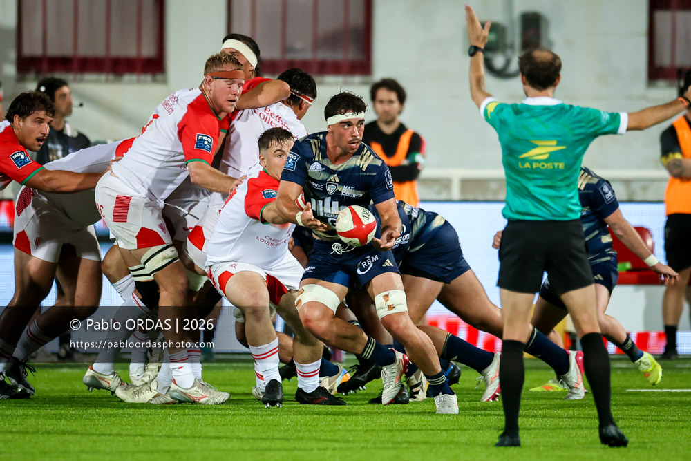 Paolo Parpagiola, lors du match de Pro D2 entre le Biarritz olympique et Colomiers, le 10 septembre 2026 au stade Aguiléra de Biarritz, France (Photo Pablo ORDAS)