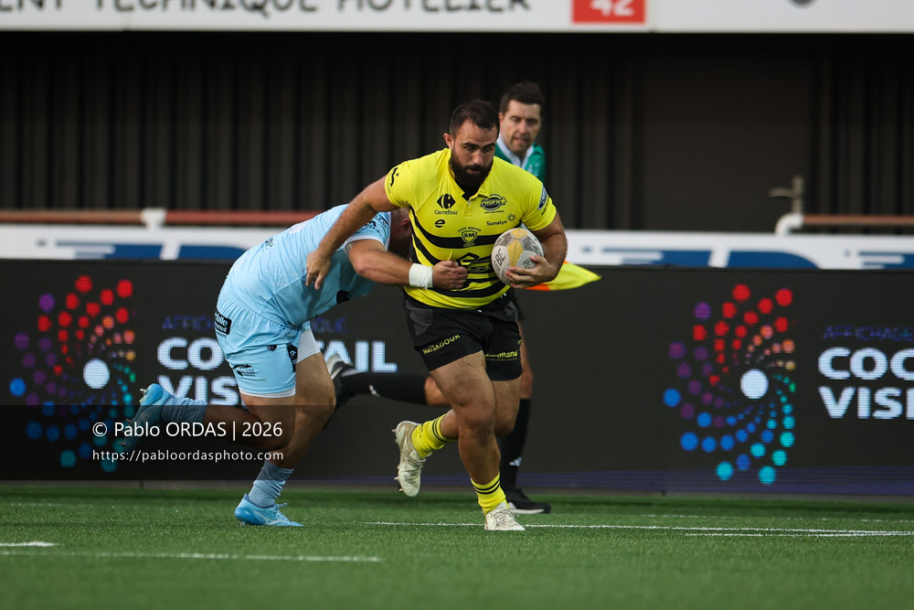 Florian Dufour, lors du match de Nationale entre le Stade montois et le CS Vienne, le 21 août 2026 au stade Guy et André Boniface de Mont-de-Marsan, France (Photo Pablo ORDAS)