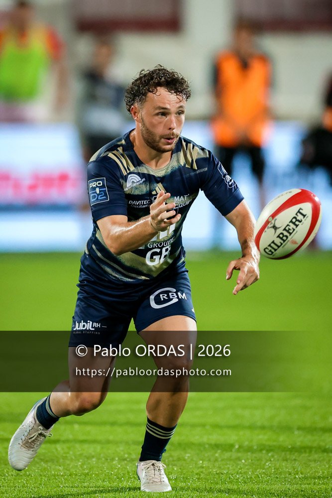 Thibault Debaës, lors du match de Pro D2 entre le Biarritz olympique et Colomiers, le 10 septembre 2026 au stade Aguiléra de Biarritz, France (Photo Pablo ORDAS)