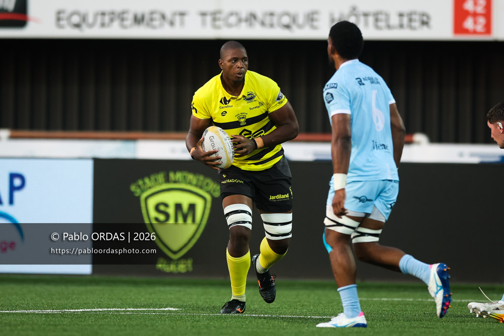 Jacques Nguimbous, lors du match de Nationale entre le Stade montois et le CS Vienne, le 21 août 2026 au stade Guy et André Boniface de Mont-de-Marsan, France (Photo Pablo ORDAS)