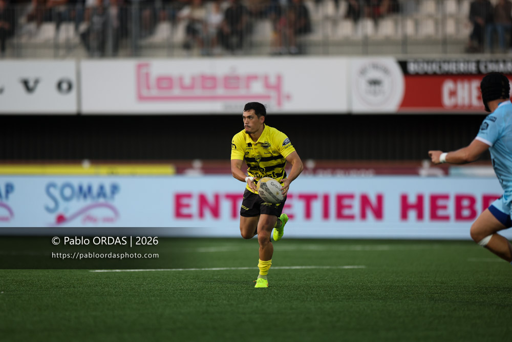 Aurélien Barreau, lors du match de Nationale entre le Stade montois et le CS Vienne, le 21 août 2026 au stade Guy et André Boniface de Mont-de-Marsan, France (Photo Pablo ORDAS)