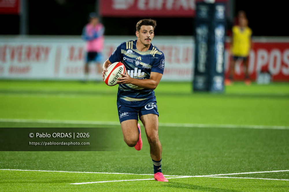 Lucas Vignères, lors du match de Pro D2 entre le Biarritz olympique et Colomiers, le 10 septembre 2026 au stade Aguiléra de Biarritz, France (Photo Pablo ORDAS)