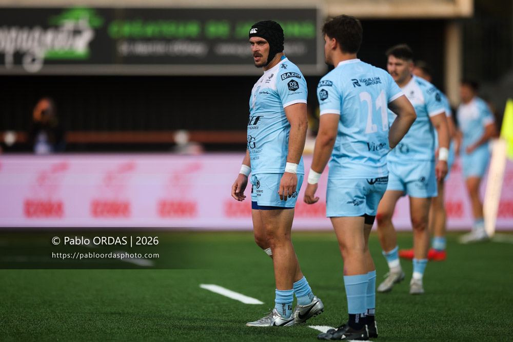 Romain Leveque, lors du match de Nationale entre le Stade montois et le CS Vienne, le 21 août 2026 au stade Guy et André Boniface de Mont-de-Marsan, France (Photo Pablo ORDAS)