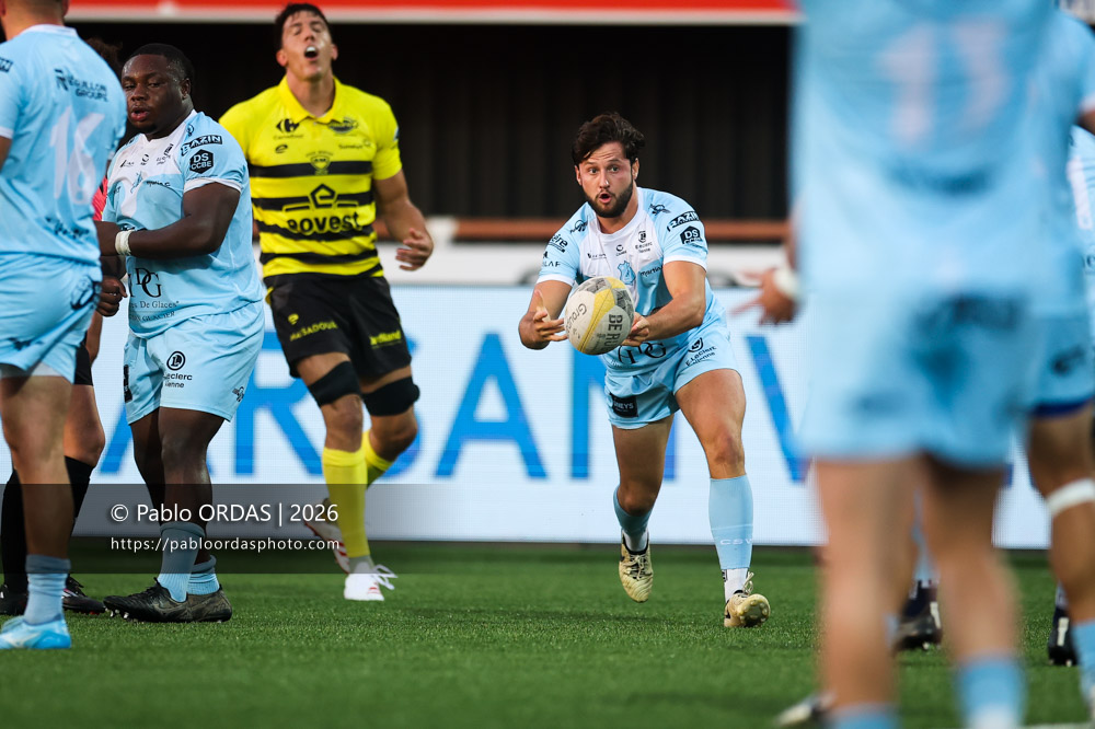 Hugo Deschaux, lors du match de Nationale entre le Stade montois et le CS Vienne, le 21 août 2026 au stade Guy et André Boniface de Mont-de-Marsan, France (Photo Pablo ORDAS)