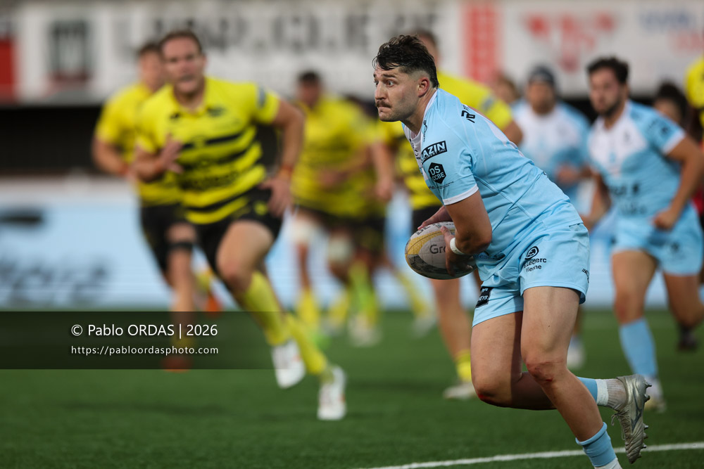 Matthias Giovale, lors du match de Nationale entre le Stade montois et le CS Vienne, le 21 août 2026 au stade Guy et André Boniface de Mont-de-Marsan, France (Photo Pablo ORDAS)