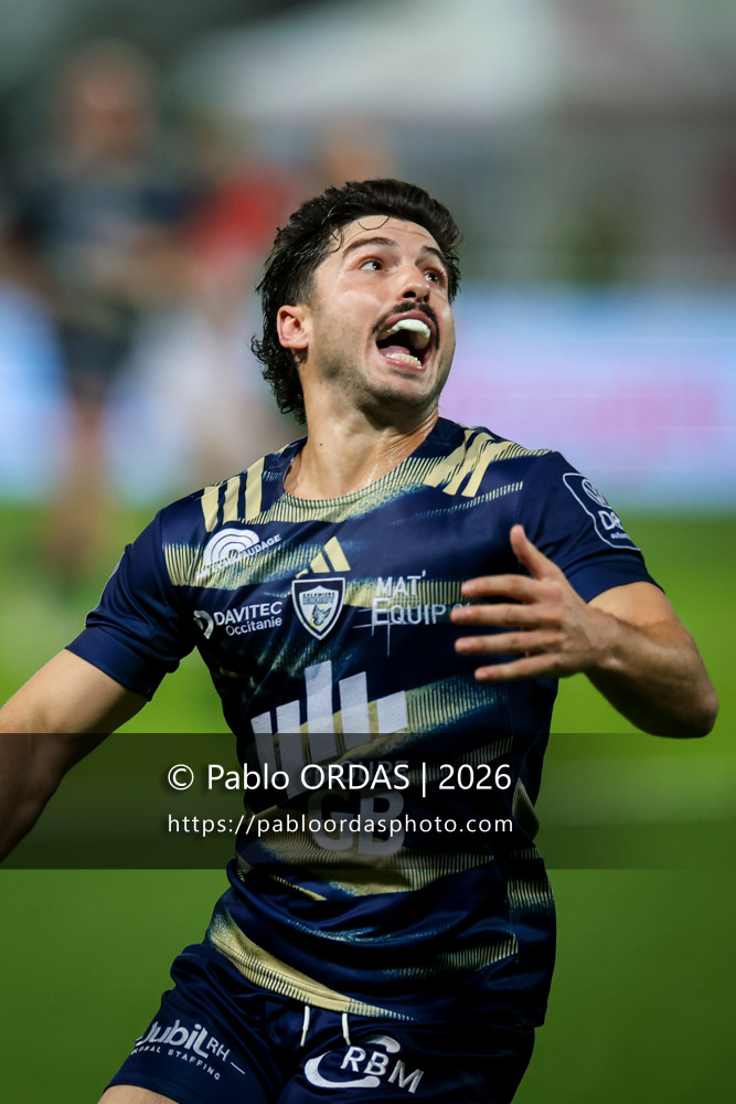Simao Bento, lors du match de Pro D2 entre le Biarritz olympique et Colomiers, le 10 septembre 2026 au stade Aguiléra de Biarritz, France (Photo Pablo ORDAS)