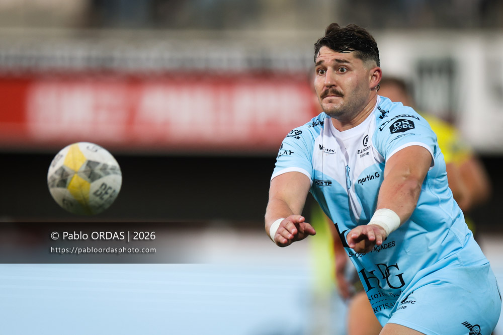 Matthias Giovale, lors du match de Nationale entre le Stade montois et le CS Vienne, le 21 août 2026 au stade Guy et André Boniface de Mont-de-Marsan, France (Photo Pablo ORDAS)