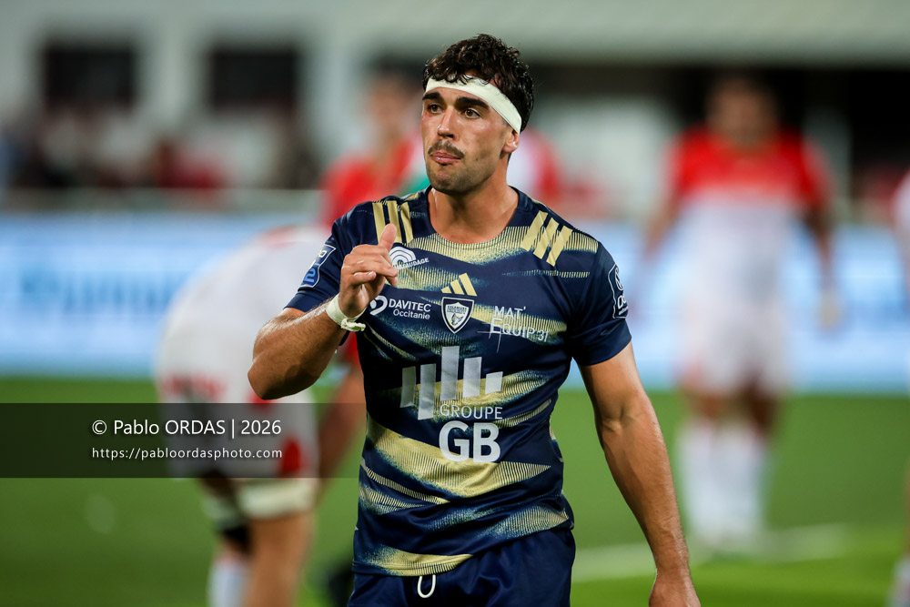 Paolo Parpagiola, lors du match de Pro D2 entre le Biarritz olympique et Colomiers, le 10 septembre 2026 au stade Aguiléra de Biarritz, France (Photo Pablo ORDAS)