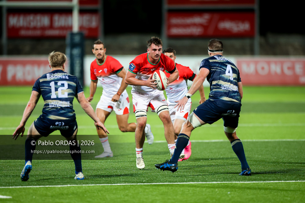 Baptiste Britz, lors du match de Pro D2 entre le Biarritz olympique et Colomiers, le 10 septembre 2026 au stade Aguiléra de Biarritz, France (Photo Pablo ORDAS)