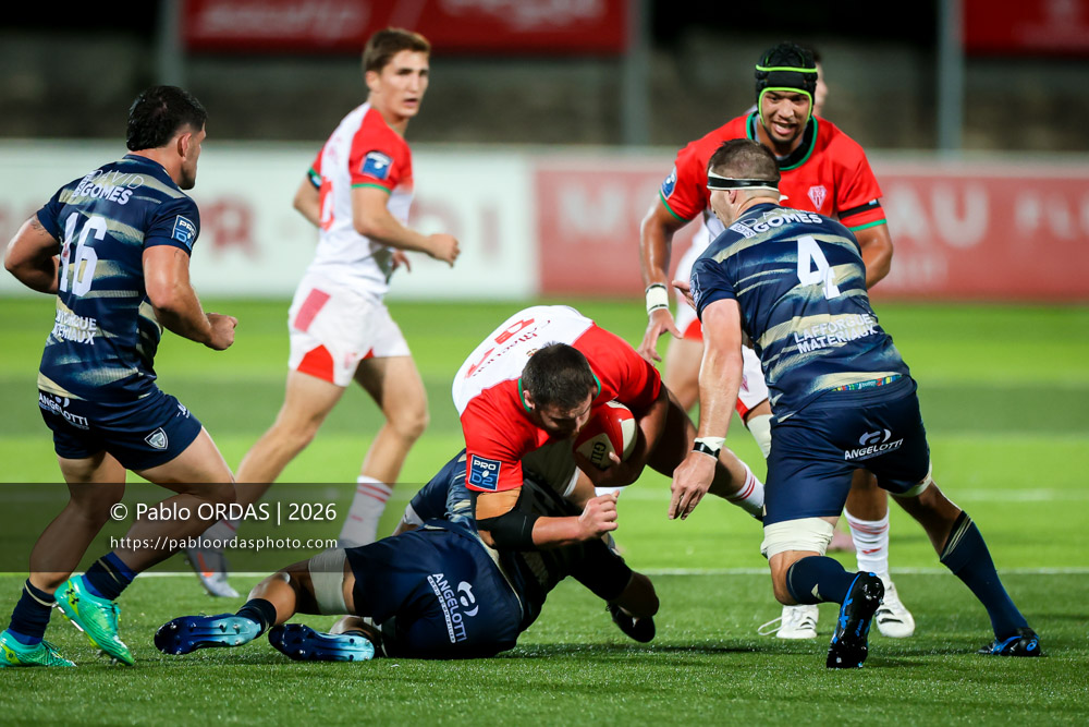Kakhaber Darbaidze, lors du match de Pro D2 entre le Biarritz olympique et Colomiers, le 10 septembre 2026 au stade Aguiléra de Biarritz, France (Photo Pablo ORDAS)