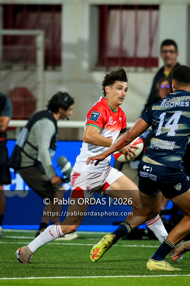 Baptiste Fariscot, lors du match de Pro D2 entre le Biarritz olympique et Colomiers, le 10 septembre 2026 au stade Aguiléra de Biarritz, France (Photo Pablo ORDAS)