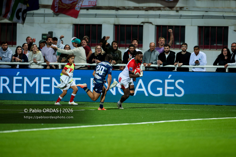 Mosese Dawai, lors du match de Pro D2 entre le Biarritz olympique et Colomiers, le 10 septembre 2026 au stade Aguiléra de Biarritz, France (Photo Pablo ORDAS)