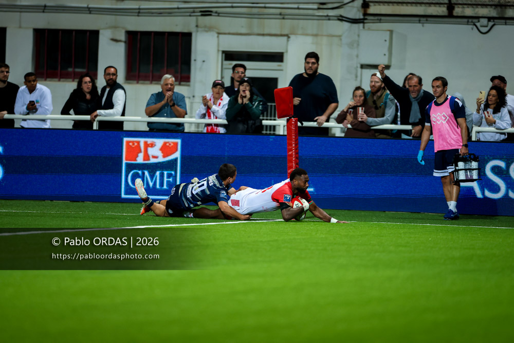 Mosese Dawai, lors du match de Pro D2 entre le Biarritz olympique et Colomiers, le 10 septembre 2026 au stade Aguiléra de Biarritz, France (Photo Pablo ORDAS)