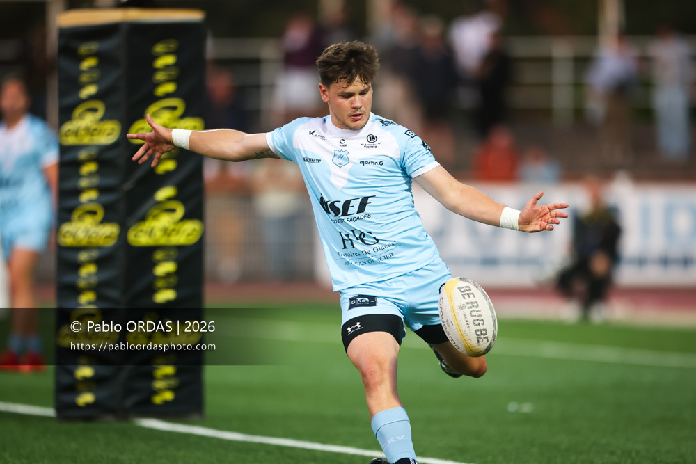 Gautier Lavie, lors du match de Nationale entre le Stade montois et le CS Vienne, le 21 août 2026 au stade Guy et André Boniface de Mont-de-Marsan, France (Photo Pablo ORDAS)