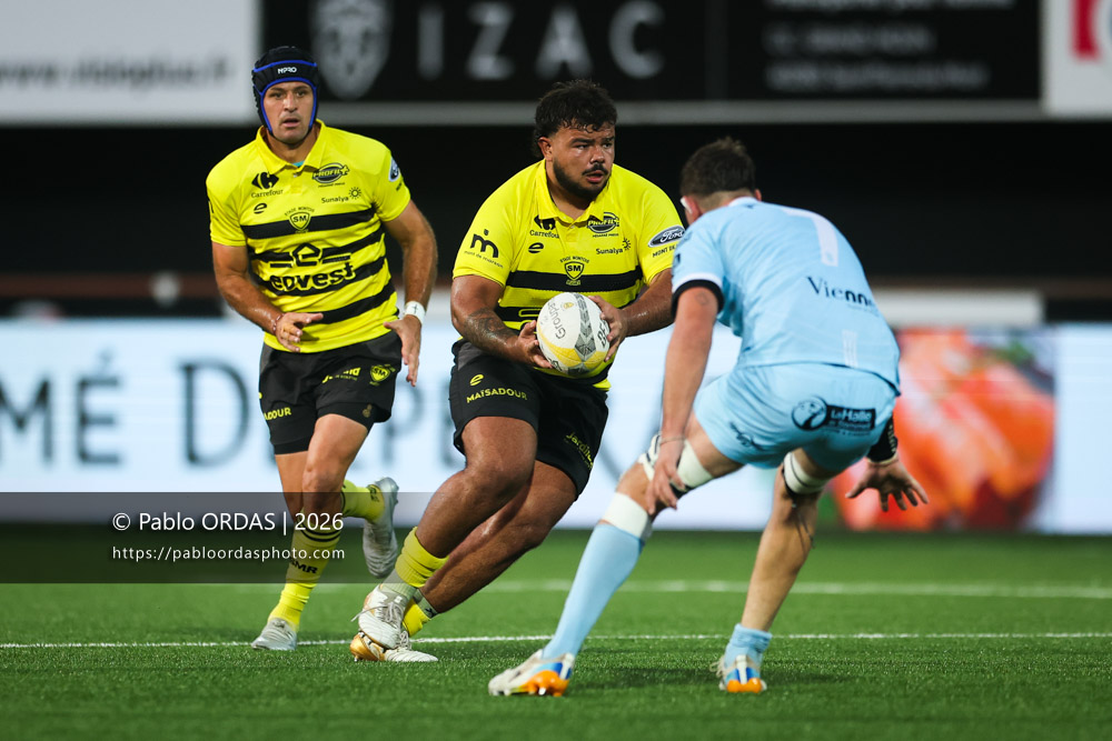 Guido Reyes, lors du match de Nationale entre le Stade montois et le CS Vienne, le 21 août 2026 au stade Guy et André Boniface de Mont-de-Marsan, France (Photo Pablo ORDAS)