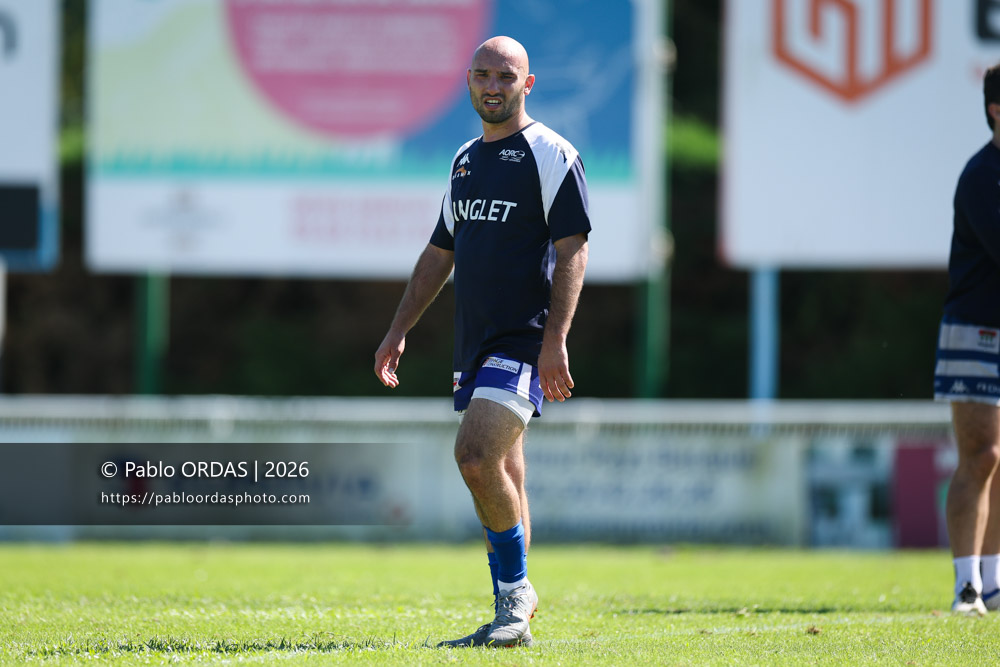 Aurélien Donnadieu, lors du match de Fédéraile 1 entre l'Anglet olympique et Layrac, le 13 septembre 2026 au stade Saint-Jean d'Anglet, France (Photo Pablo ORDAS)