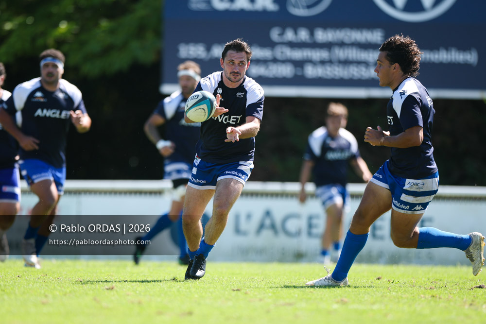 Thomas Curutchet, lors du match de Fédéraile 1 entre l'Anglet olympique et Layrac, le 13 septembre 2026 au stade Saint-Jean d'Anglet, France (Photo Pablo ORDAS)