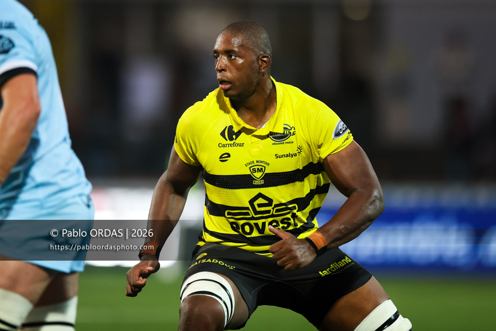 Jacques Nguimbous, lors du match de Nationale entre le Stade montois et le CS Vienne, le 21 août 2026 au stade Guy et André Boniface de Mont-de-Marsan, France (Photo Pablo ORDAS)