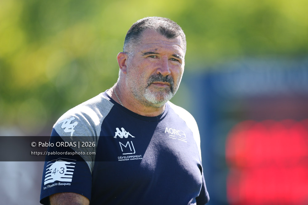 Jean Marc Higos, lors du match de Fédéraile 1 entre l'Anglet olympique et Layrac, le 13 septembre 2026 au stade Saint-Jean d'Anglet, France (Photo Pablo ORDAS)