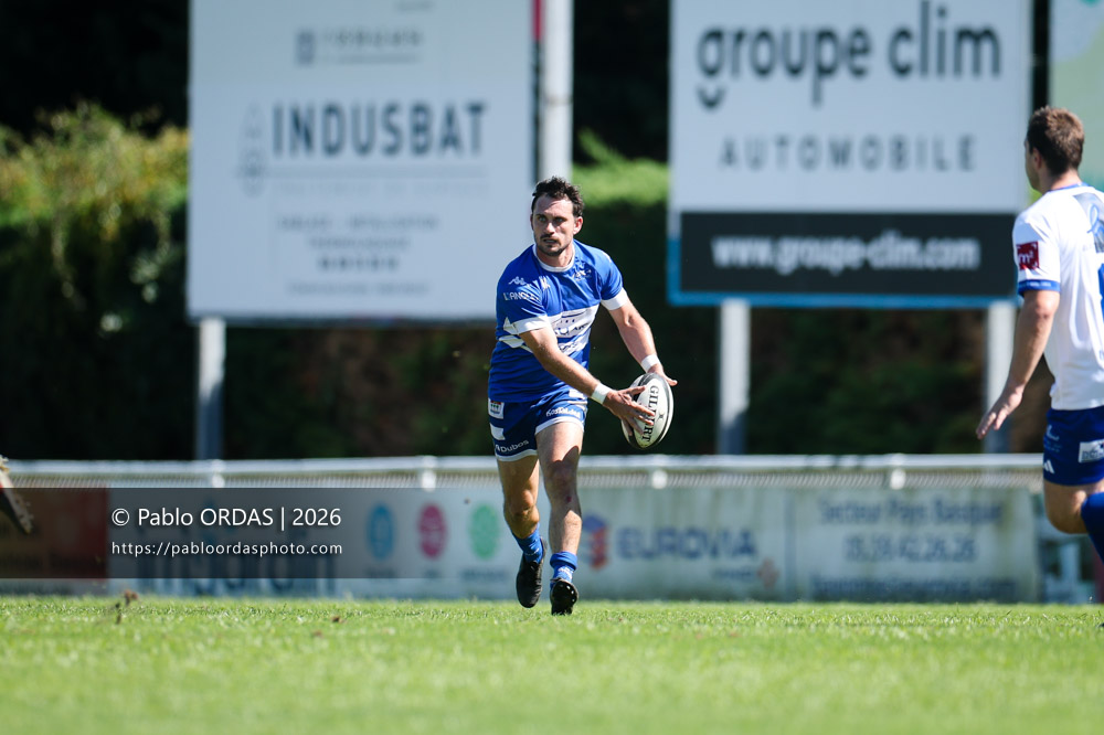 Thomas Curutchet, lors du match de Fédéraile 1 entre l'Anglet olympique et Layrac, le 13 septembre 2026 au stade Saint-Jean d'Anglet, France (Photo Pablo ORDAS)