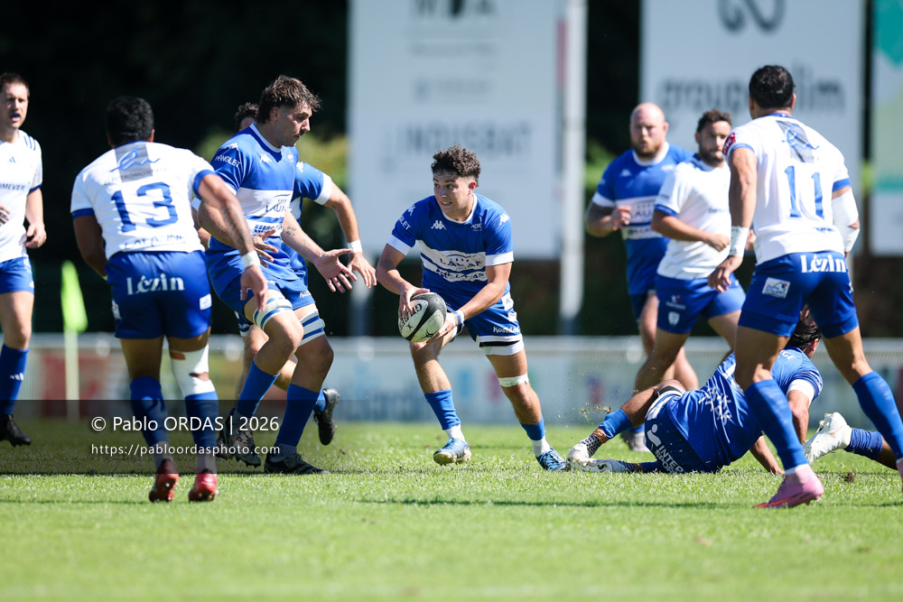 Johane Idiart, lors du match de Fédéraile 1 entre l'Anglet olympique et Layrac, le 13 septembre 2026 au stade Saint-Jean d'Anglet, France (Photo Pablo ORDAS)